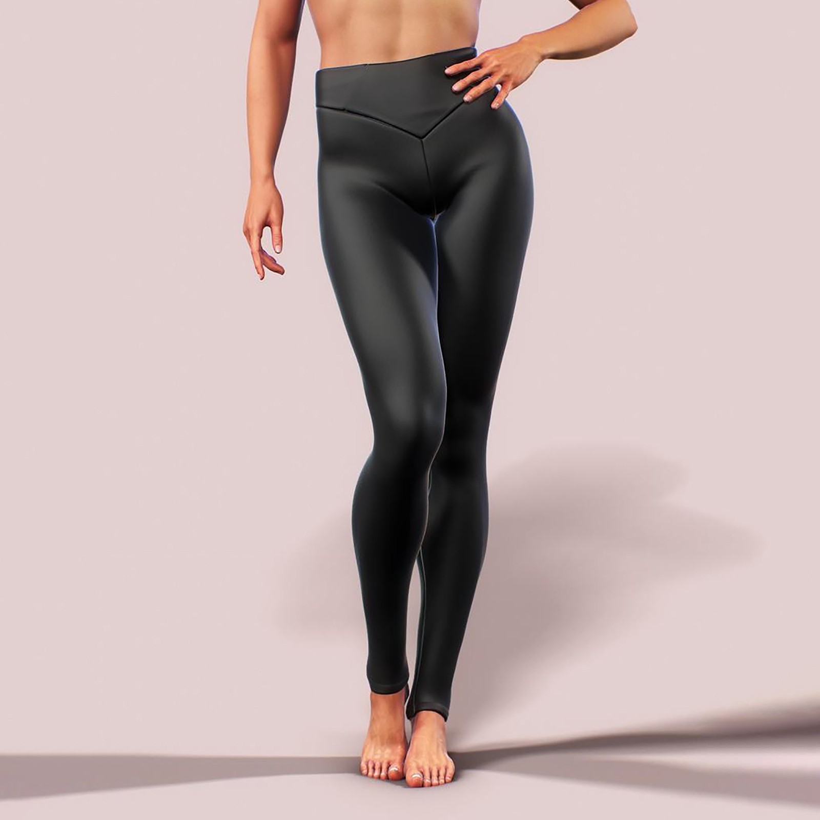 thumbnail image 5 of Leggings de cuero PU brillante y sexy para mujer: pantalones ajustados de cintura alta, tejido elástico, ropa de club/casual, largo completo, tallas S-XL., 5 of 8